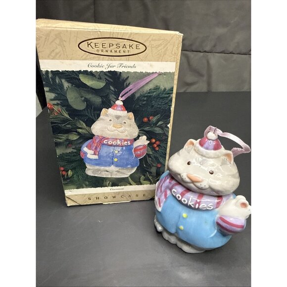 Hallmark 1996 Keepsake Cookie Jar Friends CARMEN Ceramic CAT Ornament - Picture 1 of 13